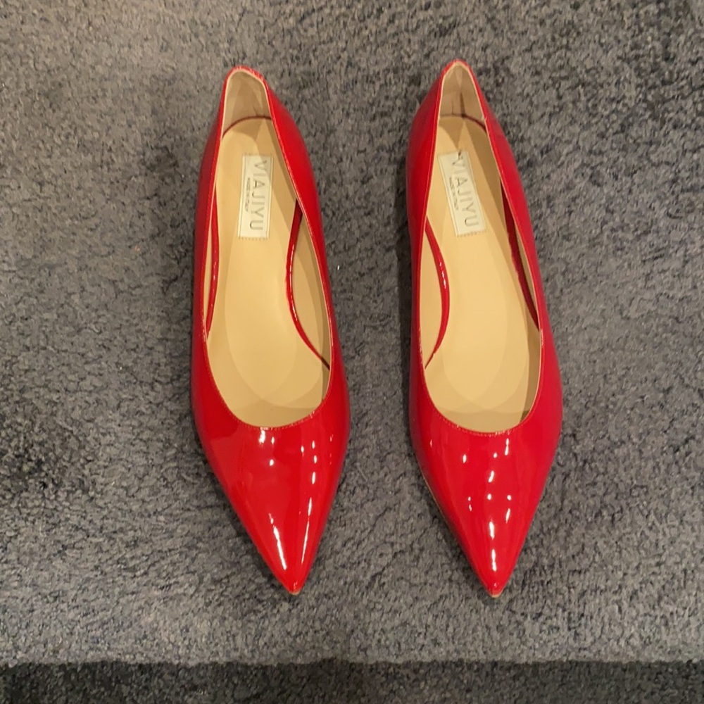 Viajiyu red pointy toe ballet flats new no box size 41.5 - Picture 5 of 8